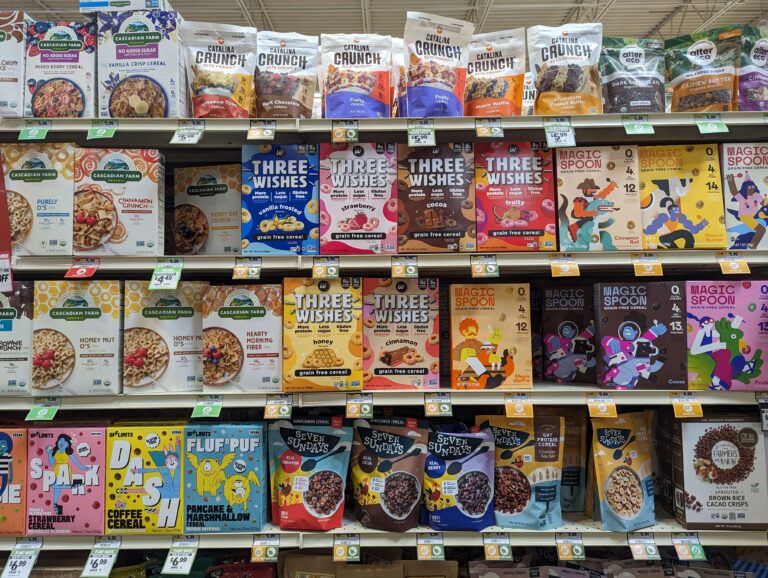 Boxes of cereal on the shelf