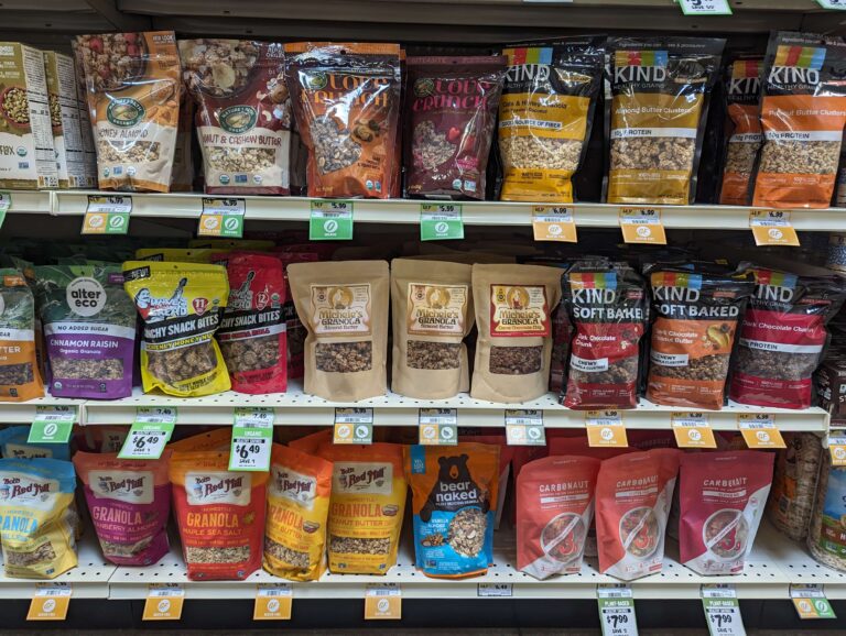 Lower sugar granola options at the grocery store